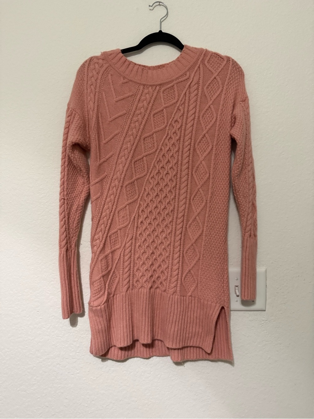 J. Crew Dusty Pink Cable Knit Tunic Sweater